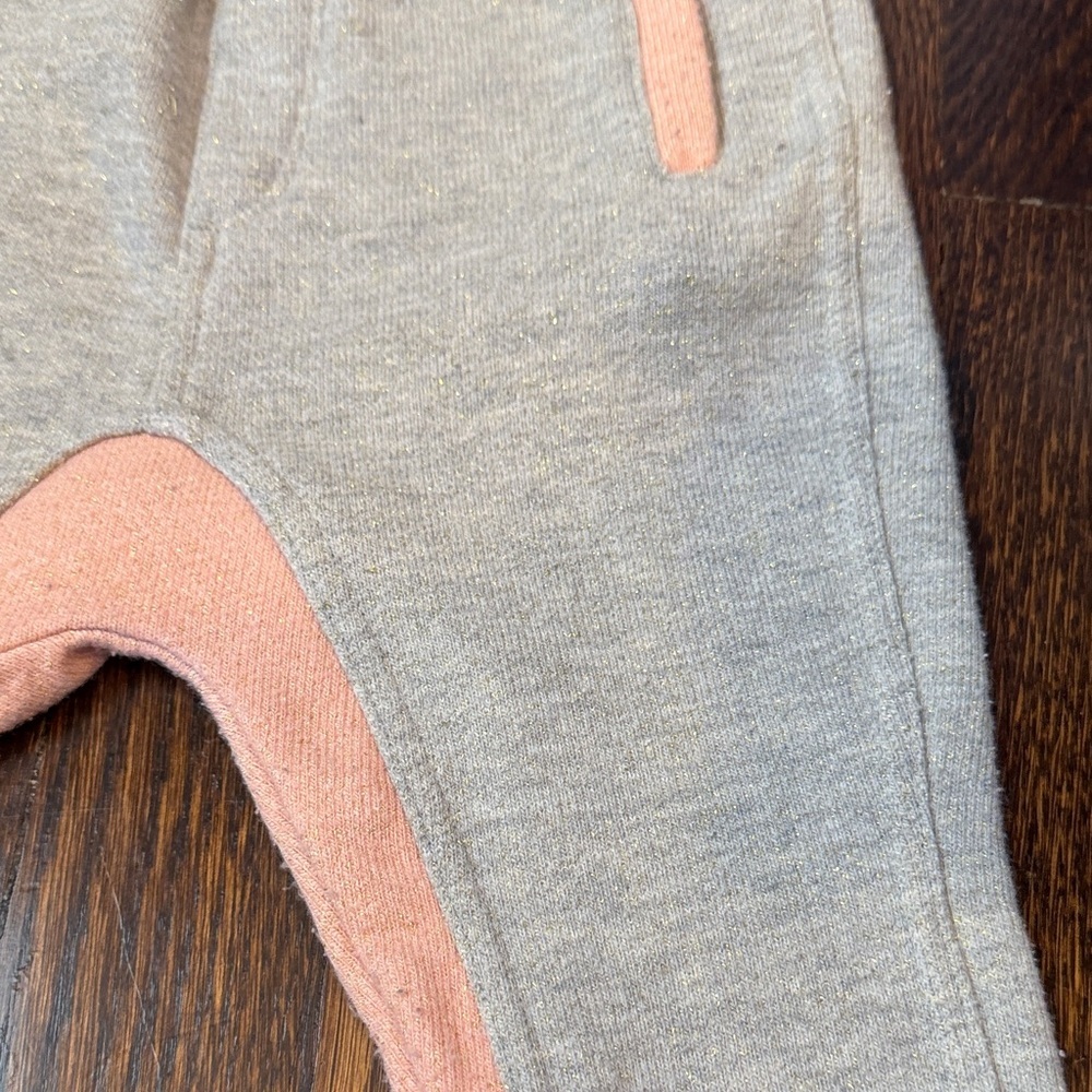 Girls Heather Gray Joggers with Pink Trim and Shimmer accents - Picture 6 of 8